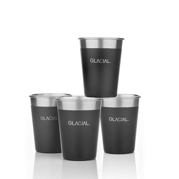 GLACIAL 4-pack Matte Black Cup Set, black, 350 ml
