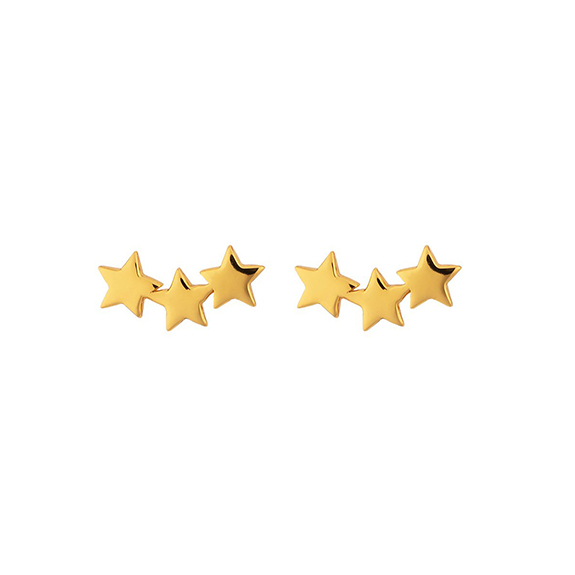 Snap Earrings Triple Star Plain Gold